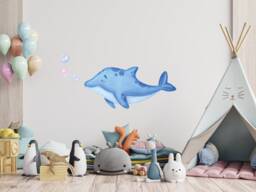 Dolphin Wall Sticker - Ocean World Decal Sea Nursery Decor Watercolour Art Kids Room Decals Thevinylcreations - thumbnail 1