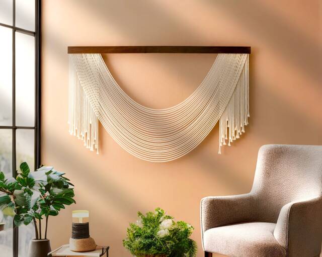 Macrame Wall Hanging, Unique Decor, Scandinavian Home, Gift For Mom, Modern Macrame, Farmhouse Decoration, Minimalist Artwork V58 - image 1