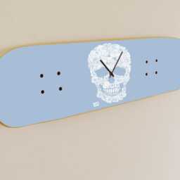 Skateboard Wall Clock - Floral Skull - thumbnail 2
