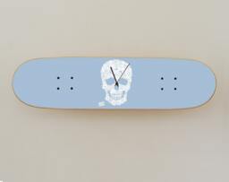 Skateboard Wall Clock - Floral Skull - thumbnail 1