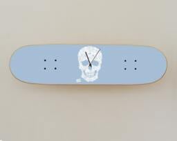 Skateboard Wall Clock - Floral Skull