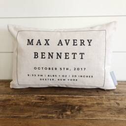 Bold Lumbar Birth Announcement Pillow Cover - thumbnail 1