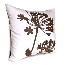 Brown Print On Off-White Cardinal Agapanthus-Mini 10.5 Inches Square Pillow - thumbnail 2