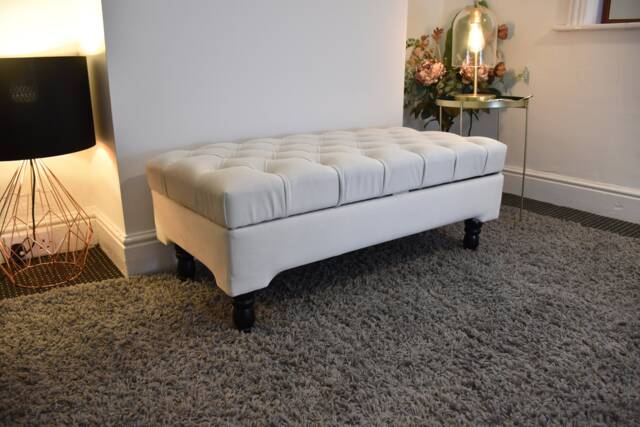 Customizable Tufted Upholstered Storage Bench - Elegant & Functional Seating With Hidden Brand New Hand Made - image 1