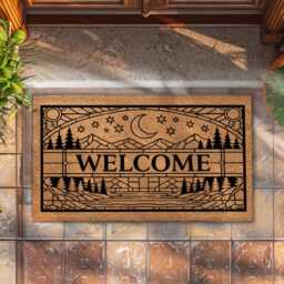 Night Sky Porch Mat - Pine Tree Forest Entryway D??cor - thumbnail 3