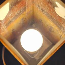 African Sunset Table Lamp Decoupaged Frosted Glass, Handmade Home Decor - thumbnail 4