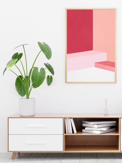 Pink Room Poster - Nordic Decor Scandinavian Print Minimalist Abstract Modern Wall Art Architecture - image 1