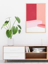 Pink Room Poster - Nordic Decor Scandinavian Print Minimalist Abstract Modern Wall Art Architecture - thumbnail 1