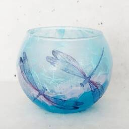 Dragonflies Tealight Holder, Dragonfly Glass Candle Home Decor, Gift Boxed - thumbnail 2