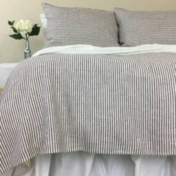 Cocoa Brown & White Striped Linen Duvet Cover, Natural Stripes, Standard Size Or Custom Size - thumbnail 2