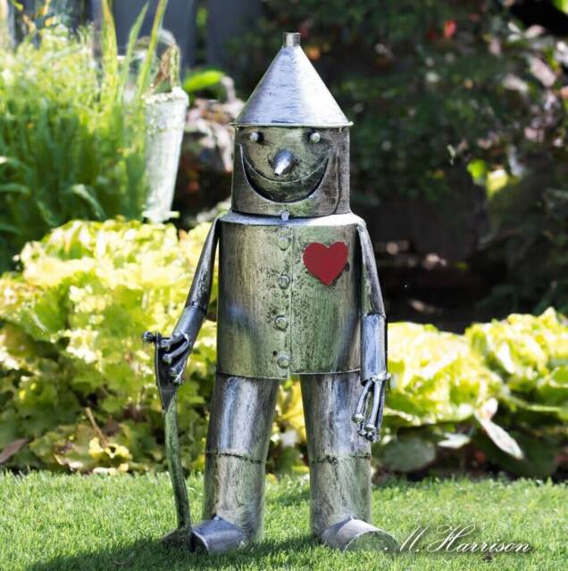 Tin Man Garden Ornament 41cm Metal Wizard Oz Vintage Lawn Sculpture Gift