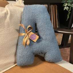 Embroidered Boucle Alphabet Pillow Handmade Teddy Letter Cushion - thumbnail 3