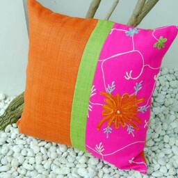Embroidery Hemp Cushion Cover - thumbnail 2