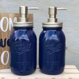 Lotion & Soap Dispenser, Mason Jar Set, Navy Blue - thumbnail 2