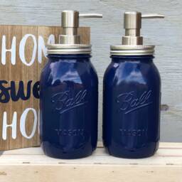 Lotion & Soap Dispenser, Mason Jar Set, Navy Blue - thumbnail 4