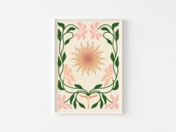 Boho Retro Floral Decorative Print - Colourful Bohemian Groovy Flowers, Abstract Flowers Foliage Botanical, Matisse Style, Pretty Spring Art - thumbnail 1