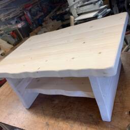 Coffee Table Waney Edge Live Edge Table Solid Wood Rustic Lounge With Shelf Oak Pine Walnut - thumbnail 2