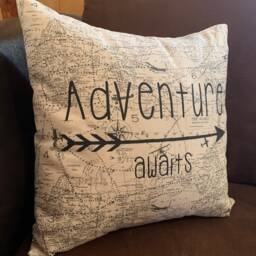 Adventure Awaits Quote Pillow Airplane Decorative - thumbnail 2