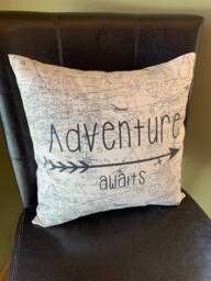 Adventure Awaits Quote Pillow Airplane Decorative - thumbnail 1