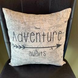 Adventure Awaits Quote Pillow Airplane Decorative - thumbnail 3