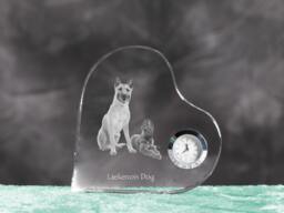 Laekenois - Crystal Clock in The Shape Of A Heart With Image Pure-Bred Dog - thumbnail 1