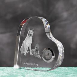 Laekenois - Crystal Clock in The Shape Of A Heart With Image Pure-Bred Dog - thumbnail 2