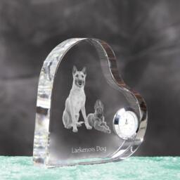 Laekenois - Crystal Clock in The Shape Of A Heart With Image Pure-Bred Dog - thumbnail 3