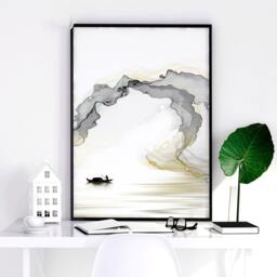 Watercolor Minimal Landscape Mountain Set Of 3 Prints, Living-Room Wall Decor, Above The Bed Art, Home Office Decor Wall Hangings - thumbnail 3
