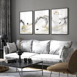 Watercolor Minimal Landscape Mountain Set Of 3 Prints, Living-Room Wall Decor, Above The Bed Art, Home Office Decor Wall Hangings - thumbnail 1