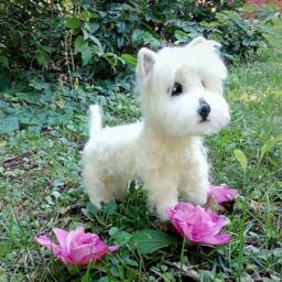 Custom Needle Felted Westie Merino Wool Pet Sculpture Replica - thumbnail 2