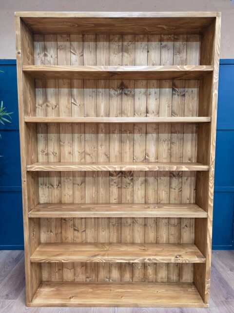 Handmade Rustic Bookcase With 6 Shelves, Rugger Brown Finish - image 1