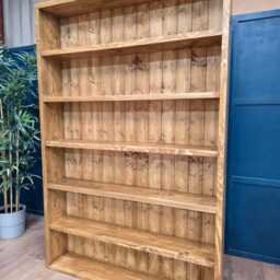 Handmade Rustic Bookcase With 6 Shelves, Rugger Brown Finish - thumbnail 2