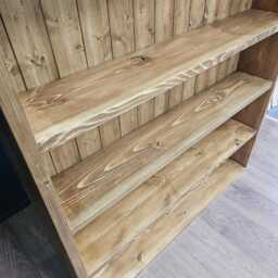 Handmade Rustic Bookcase With 6 Shelves, Rugger Brown Finish - thumbnail 4