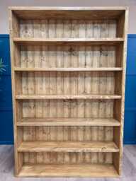 Handmade Rustic Bookcase With 6 Shelves, Rugger Brown Finish