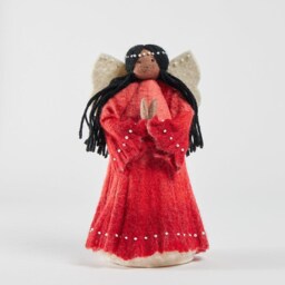 Praying Angel Tree Topper - Brown, Hand Felted Christmas Accessory, Handmade Festive Holiday Decor - thumbnail 2