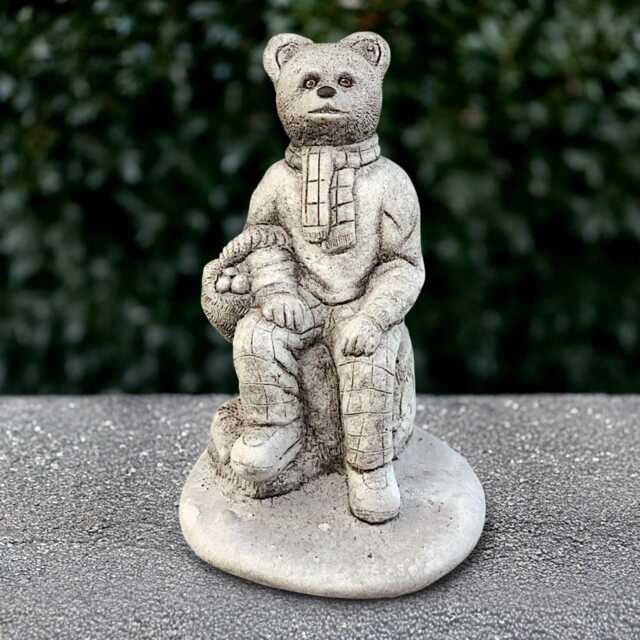 Sitting Bear Sculpture Outdoor Teddy Figure Concrete Animal Statue Cement Wildlife Decoration Handmade Front Door Decor - image 1