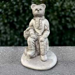 Sitting Bear Sculpture Outdoor Teddy Figure Concrete Animal Statue Cement Wildlife Decoration Handmade Front Door Decor - thumbnail 1