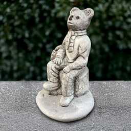 Sitting Bear Sculpture Outdoor Teddy Figure Concrete Animal Statue Cement Wildlife Decoration Handmade Front Door Decor - thumbnail 2