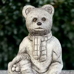 Sitting Bear Sculpture Outdoor Teddy Figure Concrete Animal Statue Cement Wildlife Decoration Handmade Front Door Decor - thumbnail 3