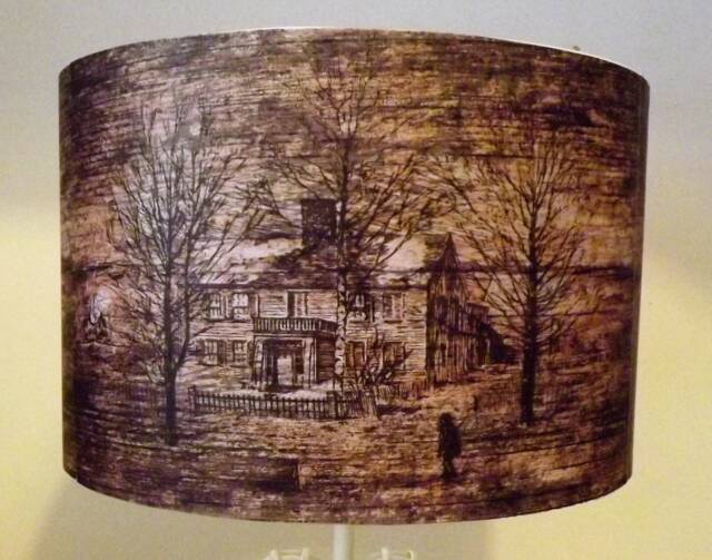 Vintage Wooden House Lampshade Handmade Retro Light Shade - image 1