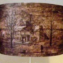 Vintage Wooden House Lampshade Handmade Retro Light Shade - thumbnail 2