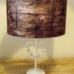 Vintage Wooden House Lampshade Handmade Retro Light Shade - thumbnail 4