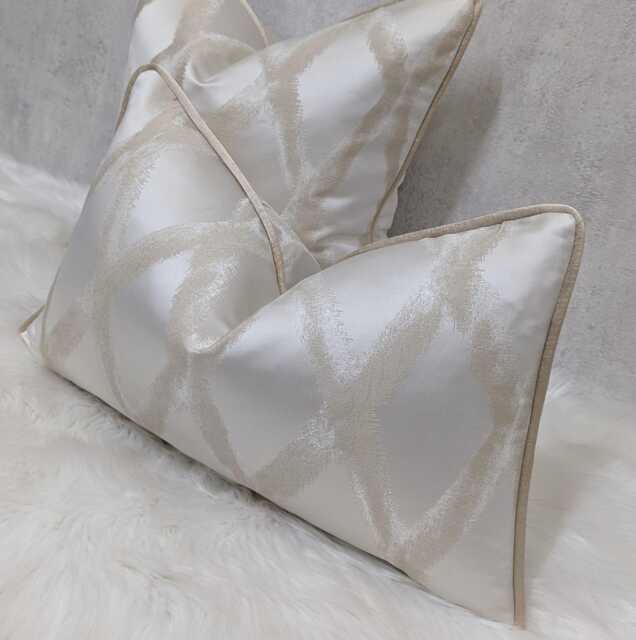 Ivory Champagne Gold Cushion Cover New Home Style Diamond Design Fabric Luxury Designer Handmade Pillow Sham Throw Rectangular - image 1
