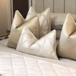 Ivory Champagne Gold Cushion Cover New Home Style Diamond Design Fabric Luxury Designer Handmade Pillow Sham Throw Rectangular - thumbnail 4