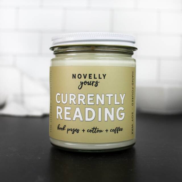 Book Candle - Currently Reading Gift For Readers, Smells Like Books, Coffee Scented Soy Wax Candle 9Oz - image 1