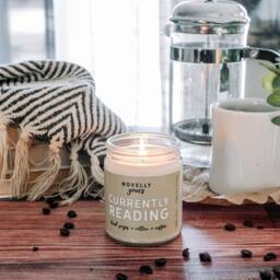 Book Candle - Currently Reading Gift For Readers, Smells Like Books, Coffee Scented Soy Wax Candle 9Oz - thumbnail 2