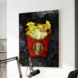 Dollar Fries Cash Money Wealth Hustle Grind Motivational Inspirational, Framed Canvas Wall Art Poster Print, Home Office & Room Decor, Gift - thumbnail 1
