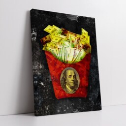 Dollar Fries Cash Money Wealth Hustle Grind Motivational Inspirational, Framed Canvas Wall Art Poster Print, Home Office & Room Decor, Gift - thumbnail 3