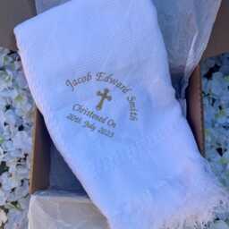 Personalised Baby Shawl Blanket Christening Baptism Gift Box Wrapped Embroidered Naming Day - thumbnail 4