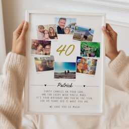 40Th Birthday Photo Gift For Friend Milestone Forty Celebration Wall Art - thumbnail 2